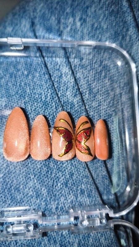 Nude butterfly nail art Chennai